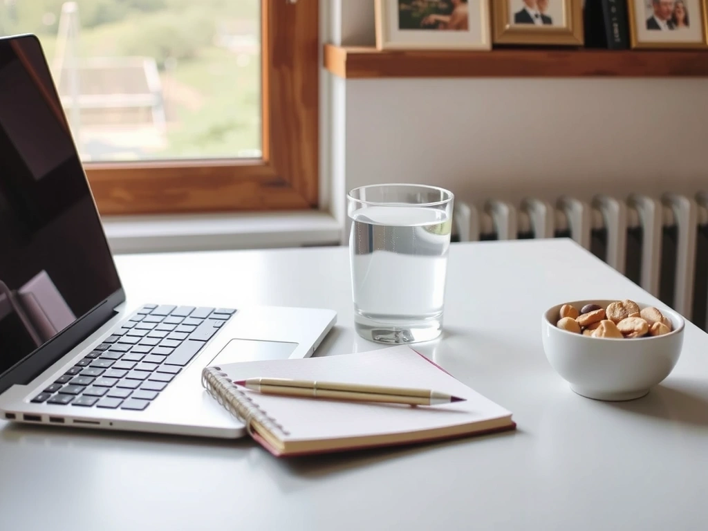 Authentischer Arbeitsplatz mit gesunden Alternativen